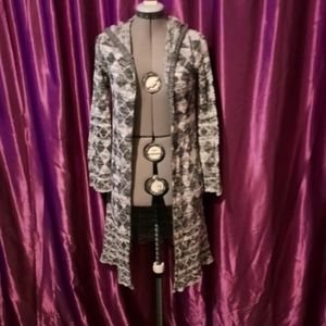 Extra long hooded cardigan sweater by Hem & Thread